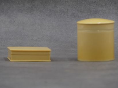 Deux boîtes, ronde et rectangulaire, en os?...