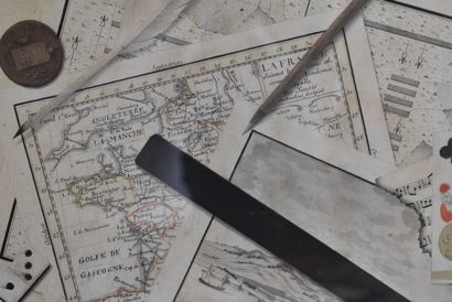 Trompe l'oeil, Gravure en couleur figurant...