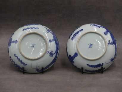 CHINE Deux assiettes en porcelaine à décor...