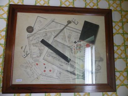 Trompe l'oeil, Gravure en couleur figurant...