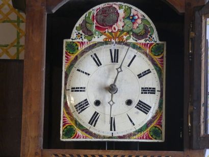 Horloge de parquet en bois naturel à décor...