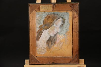 École XXe siècle. Deux femmes nues. Aquarelle...