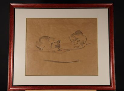 Henry SAINT-CLAIR (1899-1990). Les deux chats....