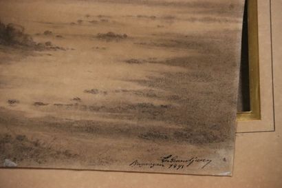 E.GRANDJEAN-Ecole du XIXème siècle. Paysage...