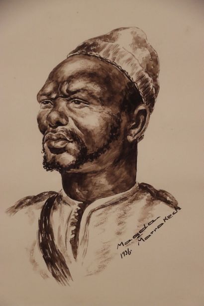 MAGDA (Active en 1936). Deux portraits d'Orientaux....
