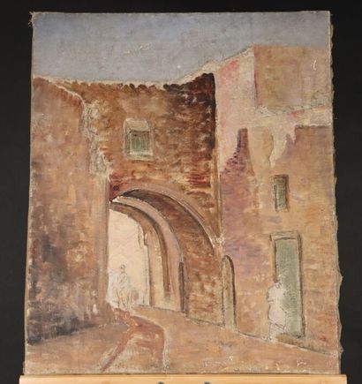 École du XIXe siècle. Paire de paysages orientaux,...