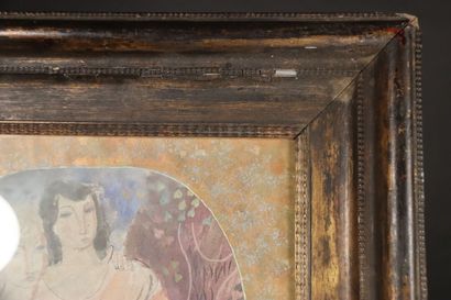 École XXe siècle. Deux femmes nues. Aquarelle...