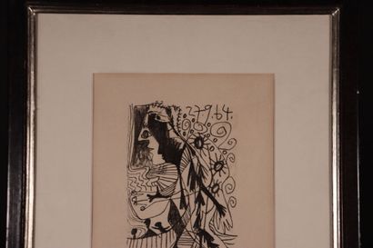 PICASSO ( d'après) Paire de Portraits. lithographies....