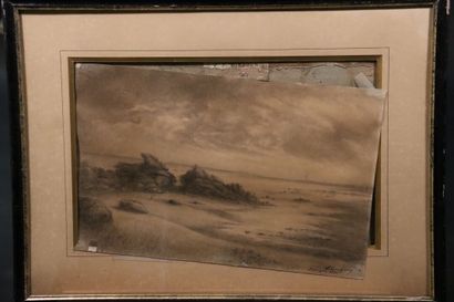 E.GRANDJEAN-Ecole du XIXème siècle. Paysage...