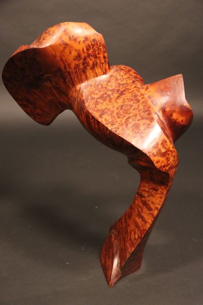 Sculpture bois de loupe moderne vers 1970....
