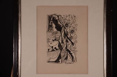 PICASSO ( d'après) Paire de Portraits. lithographies....
