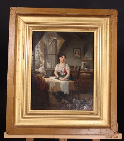 Ecole XIXème siècle. Scène de genre, huile...