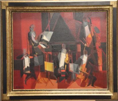 Camille HILAIRE (1916-2004). Quintet, huile...