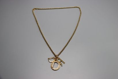 CHRISTIAN DIOR. Collier en métal doré et...