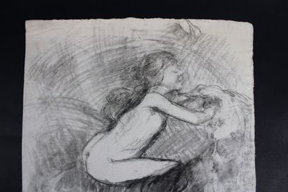 [DESSIN], Anonyme, Jeune fille jouant avec...