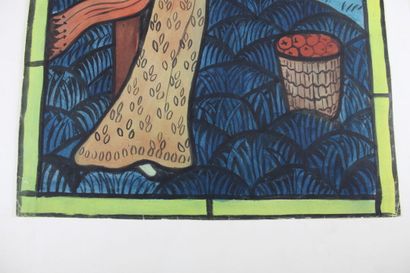 [DESSIN], ART NOUVEAU. Anonyme, Femme cueillant...