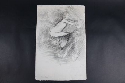 [DESSIN], Anonyme, Jeune fille jouant avec...
