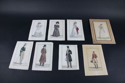 [DESSIN], Costumes Parisiens, 8 gravures...