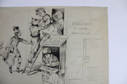 [DESSIN], Dans le goût de GRANDVILLE, Pensionnat...