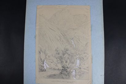 [DESSIN], Attribué à Edouard HOSTEIN, Cascades...