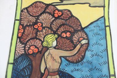 [DESSIN], ART NOUVEAU. Anonyme, Femme cueillant...