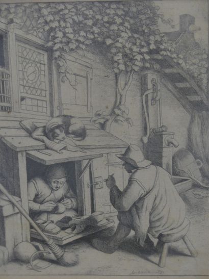 Suite de deux gravures : 

- une scène de...