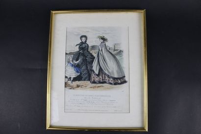 [DESSIN], Costumes. Lot de 9 gravures aquarellées...