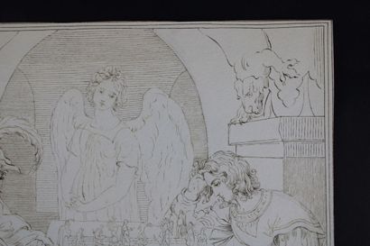 [DESSIN], E.B. , Partie d'échecs, 1850.

Dessin...