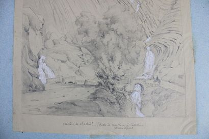 [DESSIN], Attribué à Edouard HOSTEIN, Cascades...