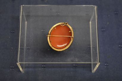Pendentif or rose 750/°° médaillon de cornaline...