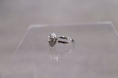Bague entourage diamant/diamants en platine,...