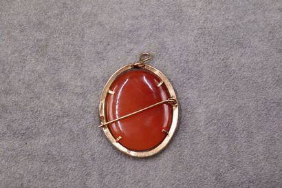Pendentif or rose 750/°° médaillon de cornaline...