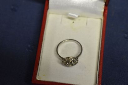 Bague entourage diamant/diamants en platine,...
