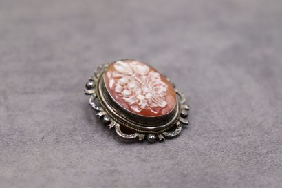 Broche/pendentif camée avec monture en argent...