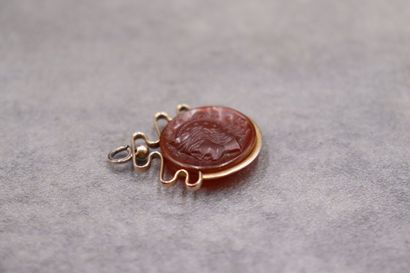 Pendentif or jaune et camée sur agathe.

Poids...