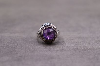 Bague argent pierre violette briolette. TDD:...