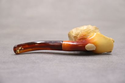Réunion de deux pipes en écume de mer représentant...