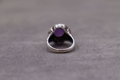 Bague argent pierre violette briolette. TDD:...