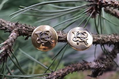 HERMES. Paire de clips à décor 