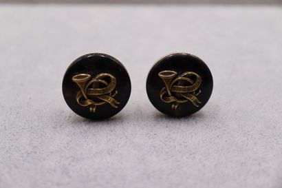 HERMES. Paire de clips à décor 