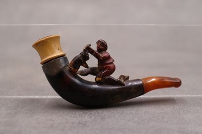 Réunion de deux pipes en écume de mer et...