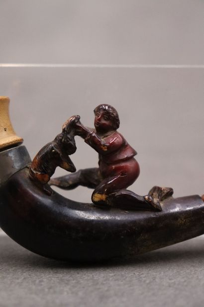 Réunion de deux pipes en écume de mer et...