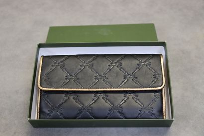 LONGCHAMPS. Portefeuille en cuir noir avec...