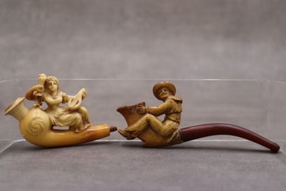 Réunion d'une pipe et un foyer en écume de...