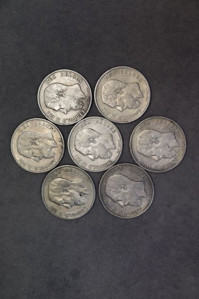 Réunion de sept pièces Leopold II, 1869 /...