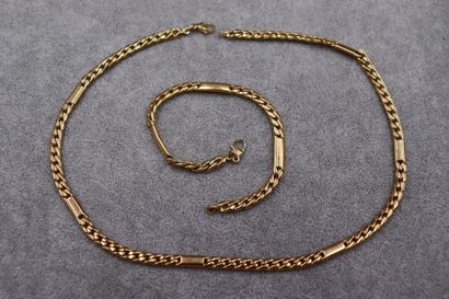 Collier et bracelet maille gourmette et motifs...