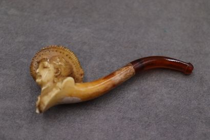 Réunion de deux pipes en écume de mer figurant...