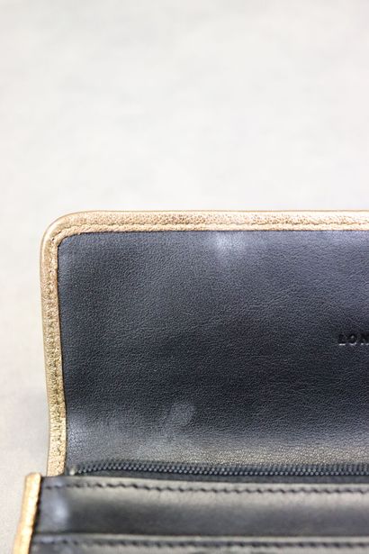 LONGCHAMPS. Portefeuille en cuir noir avec...