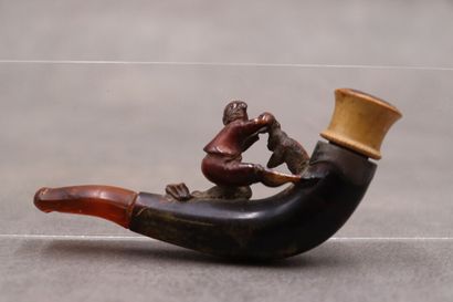 Réunion de deux pipes en écume de mer et...