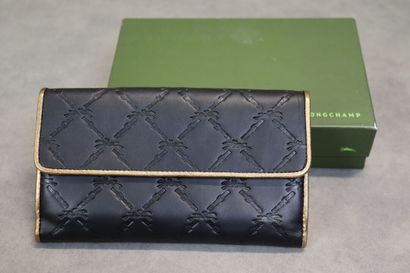 LONGCHAMPS. Portefeuille en cuir noir avec...
